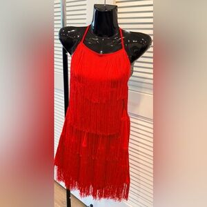 Elegant Red Fringe Dress
